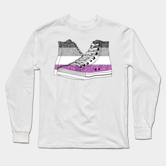 Asexual Pride Flag Hi-Top Design Long Sleeve T-Shirt by PurposelyDesigned